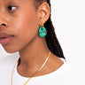 SET OF 2 - Statement Earrings Drop Green Gold - Things I Like Things I Love