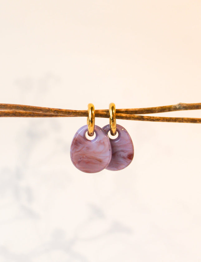 SET OF 2 - Statement Earrings Drop Lilac Gold - Things I Like Things I Love