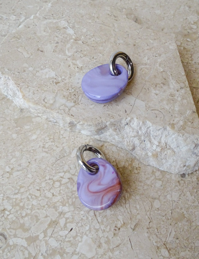 SET OF 2 - Statement Earrings Drop Lilac Silver - Things I Like Things I Love