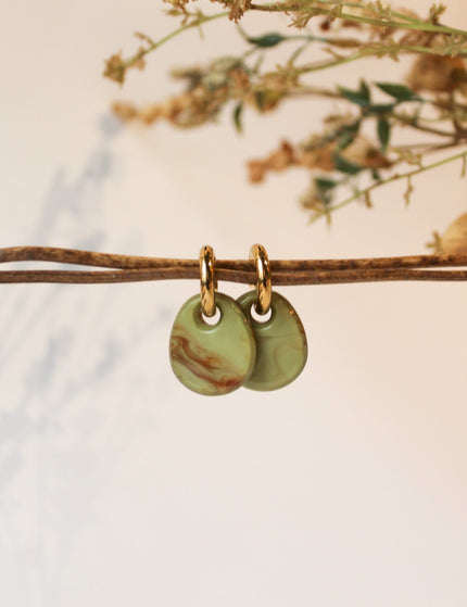 SET OF 2 - Statement Earrings Drop Lime Green - Things I Like Things I Love