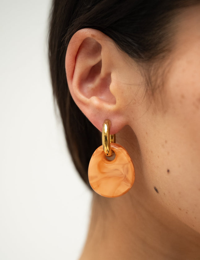 SET OF 2 - Statement Earrings Drop Orange Gold - Things I Like Things I Love