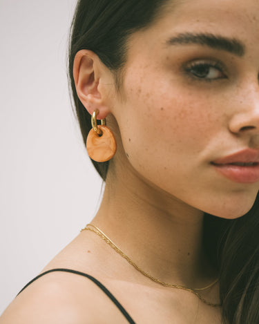 SET OF 2 - Statement Earrings Drop Orange Gold - Things I Like Things I Love