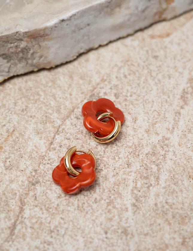 SET OF 2 - Statement Earrings Flower Rust Gold - Things I Like Things I Love