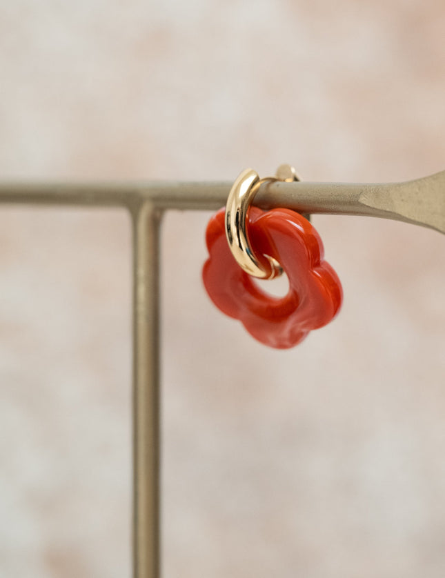 SET OF 2 - Statement Earrings Flower Rust Gold - Things I Like Things I Love