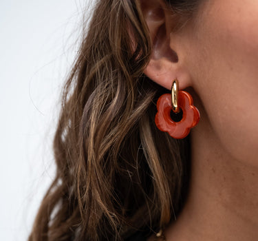 SET OF 2 - Statement Earrings Flower Rust Gold - Things I Like Things I Love