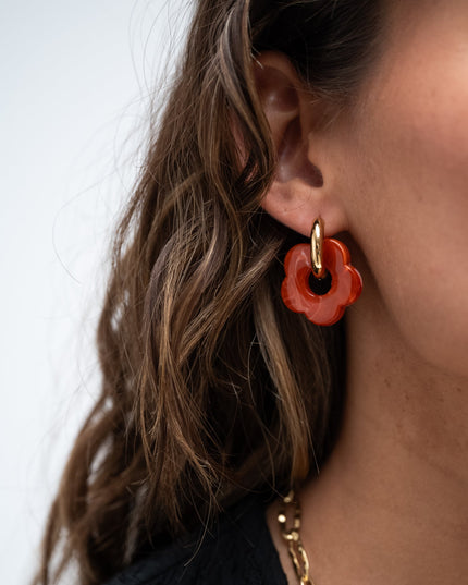 SET OF 2 - Statement Earrings Flower Rust Gold - Things I Like Things I Love