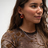 SET OF 2 - Statement Earrings Flower Rust Silver - Things I Like Things I Love