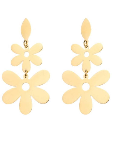 SET OF 2 - Statement Earrings Happy Flower Gold - Things I Like Things I Love