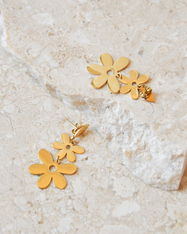 SET OF 2 - Statement Earrings Happy Flower Gold - Things I Like Things I Love