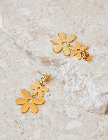 SET OF 2 - Statement Earrings Happy Flower Gold - Things I Like Things I Love