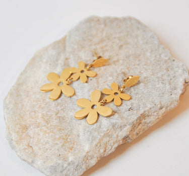 SET OF 2 - Statement Earrings Happy Flower Gold - Things I Like Things I Love