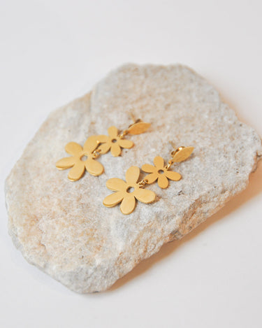 SET OF 2 - Statement Earrings Happy Flower Gold - Things I Like Things I Love