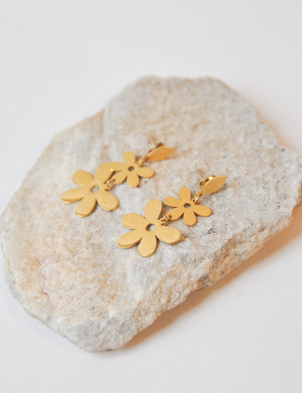 SET OF 2 - Statement Earrings Happy Flower Gold - Things I Like Things I Love