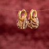 SET OF 2 - Statement Earrings Penta Graphy Brown Gold - Things I Like Things I Love