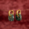 SET OF 2 - Statement Earrings Penta Graphy Green Gold - Things I Like Things I Love