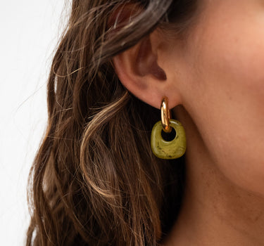 SET OF 2 - Statement Earrings Penta Olive Gold - Things I Like Things I Love