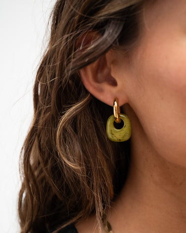 SET OF 2 - Statement Earrings Penta Olive Gold - Things I Like Things I Love