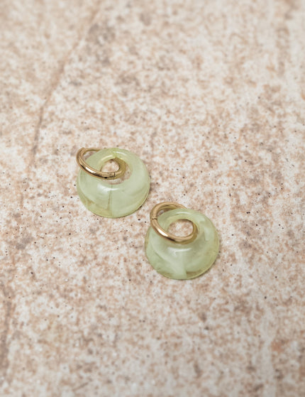 SET OF 2 - Statement Earrings Round Lime Gold - Things I Like Things I Love