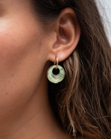 SET OF 2 - Statement Earrings Round Lime Gold - Things I Like Things I Love