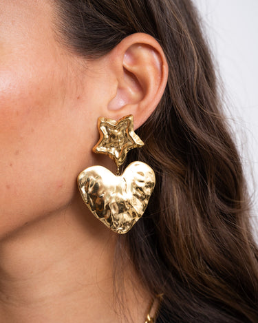 SET OF 2 - Statement Hoops Hammered Heart - Things I Like Things I Love