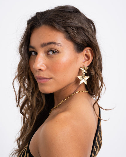 SET OF 2 - Statement Hoops Stunning Star Gold - Things I Like Things I Love