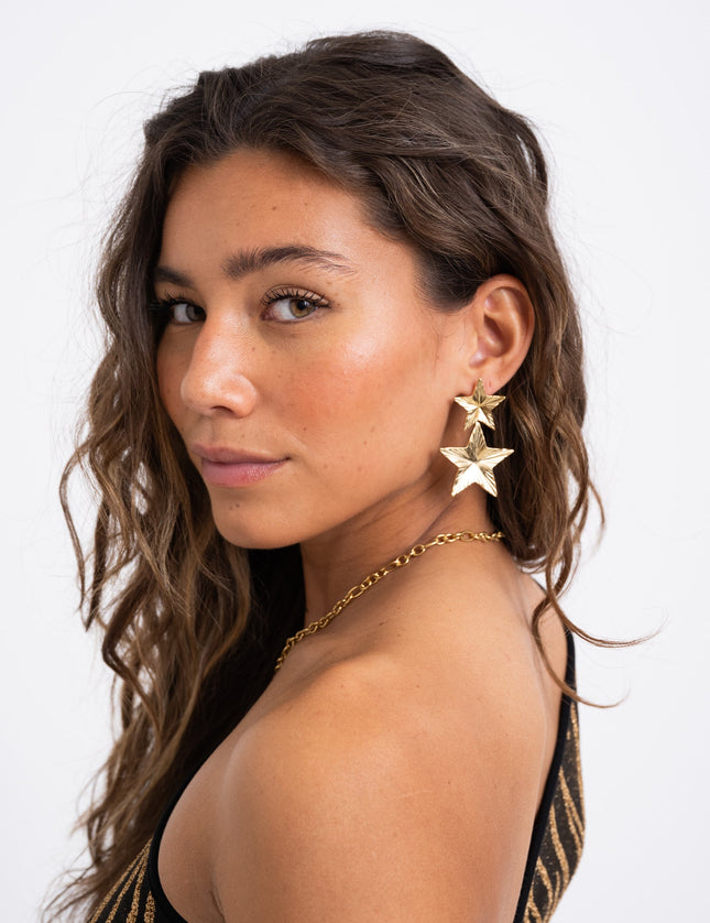 SET OF 2 - Statement Hoops Stunning Star Gold - Things I Like Things I Love