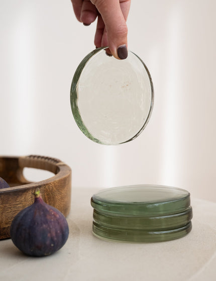 SET OF 4 - Coaster Green Glass - Things I Like Things I Love