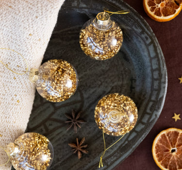 SET OF 4 - XMAS Ball Gold - Things I Like Things I Love