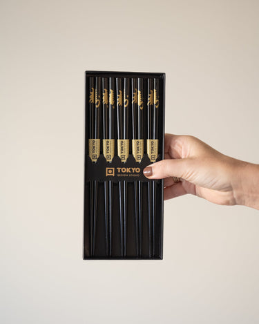 SET OF 5 - Chopstick Kotobuki Black - Things I Like Things I Love