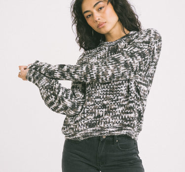 Simone Space Dye Crew Neck Black Stripes - Things I Like Things I Love