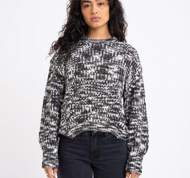 Simone Space Dye Crew Neck Black Stripes - Things I Like Things I Love