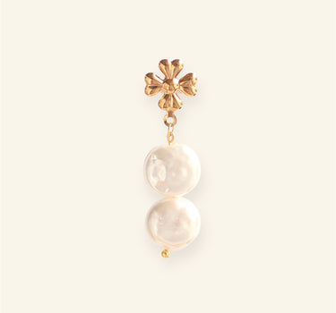 Single Hoop Clover Pearl Gold - Things I Like Things I Love