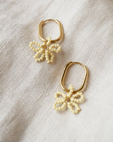 Einzeln Ohrring Blumen Perle Gold