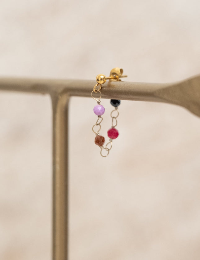 Single Hoop Stud Ruby Gold - Things I Like Things I Love