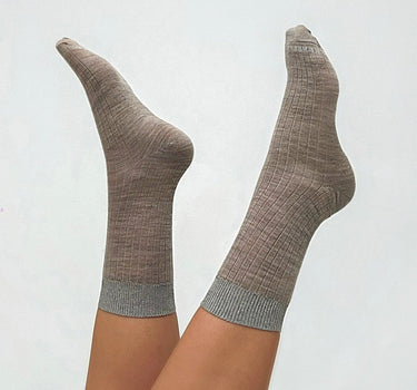 Socks Erina Wool Light Brown Melange - Things I Like Things I Love