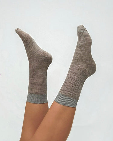 Socks Erina Wool Light Brown Melange - Things I Like Things I Love