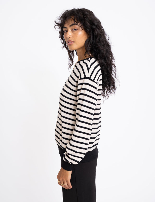 Sponge Longsleeve Stripe Black Offwhite - Things I Like Things I Love