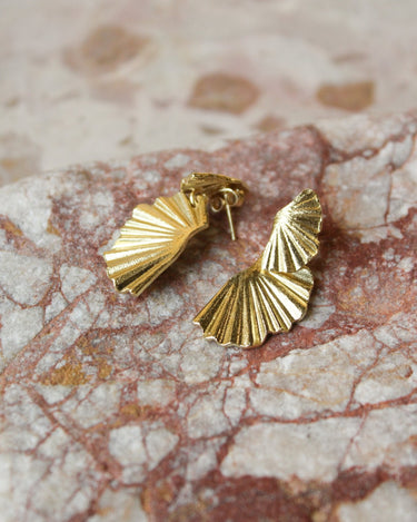 Stud Double Ginko Gold - Things I Like Things I Love