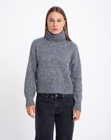 Sutton Roll Neck Knit Medium Grey Melange - Things I Like Things I Love