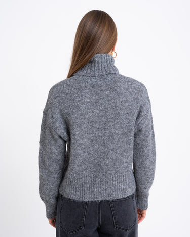 Sutton Roll Neck Knit Medium Grey Melange - Things I Like Things I Love