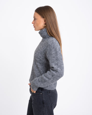 Sutton Roll Neck Knit Medium Grey Melange - Things I Like Things I Love