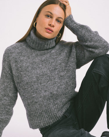 Sutton Roll Neck Knit Medium Grey Melange - Things I Like Things I Love