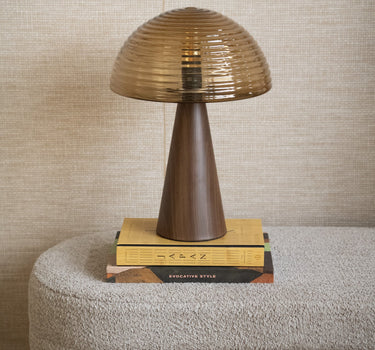 Table Lamp Manaus Glass Wood Brown - Things I Like Things I Love