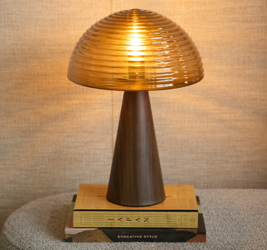 Table Lamp Manaus Glass Wood Brown - Things I Like Things I Love