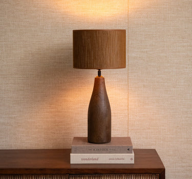 Table Lamp Trapino Wood Brown + Shade Penny Brown - Things I Like Things I Love