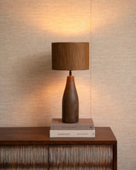 Table Lamp Trapino Wood Brown + Shade Penny Brown - Things I Like Things I Love