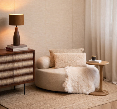 Table Lamp Trapino Wood Brown + Shade Penny Brown - Things I Like Things I Love