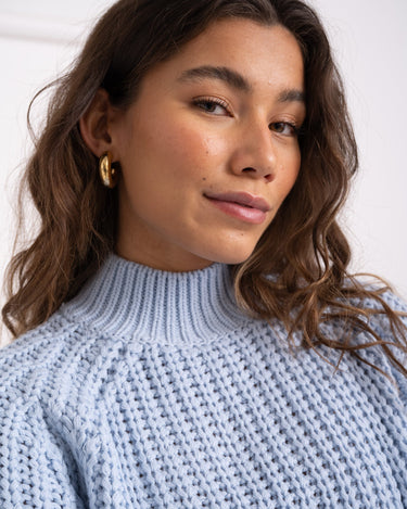 Tessa High Neck Knit Cashmere Blue - Things I Like Things I Love