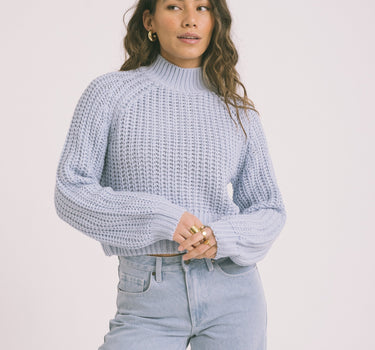 Tessa High Neck Knit Cashmere Blue - Things I Like Things I Love