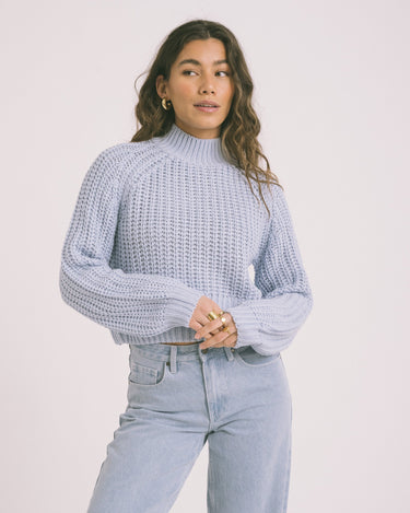 Tessa High Neck Knit Cashmere Blue - Things I Like Things I Love